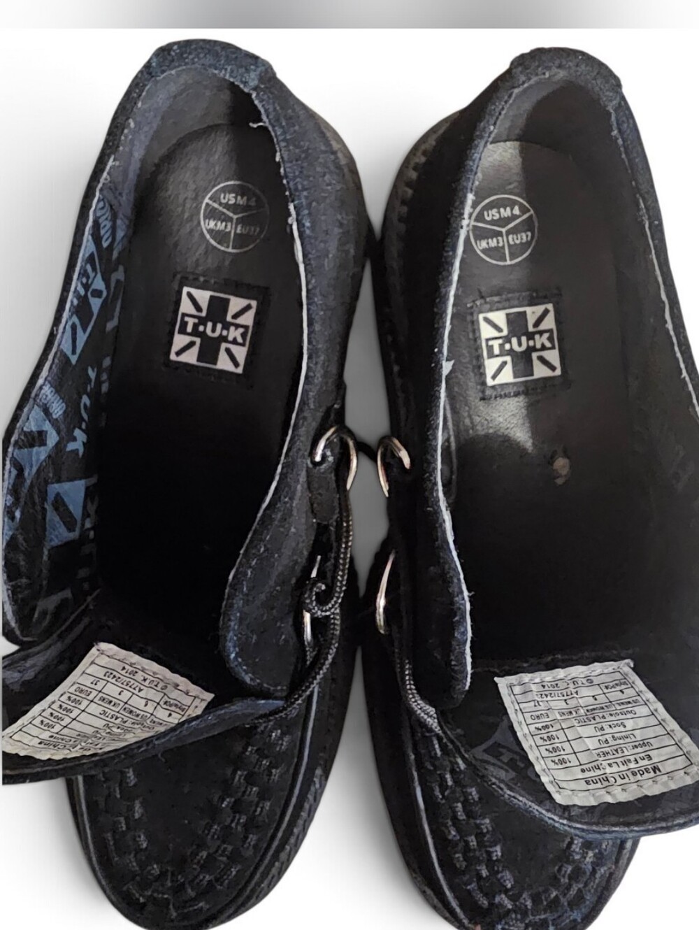 T.U.K. Black Suede Viva Low Creepers - US Women’s 6 / Men’s 4 Goth Grunge Punk - Picture 9 of 12